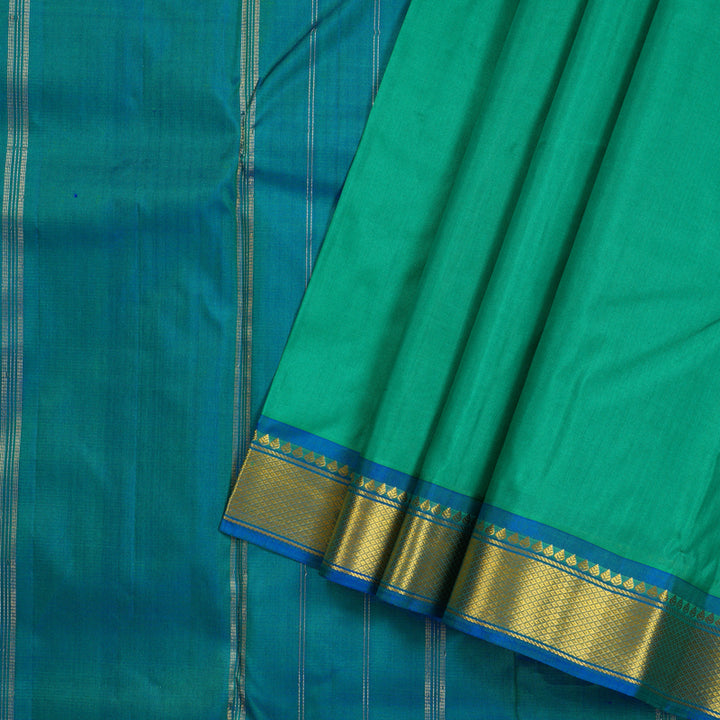 Hayagrivas Handloom Pure Kanjivaram Silk Saree in Intense Teal Green KBE264E1-17