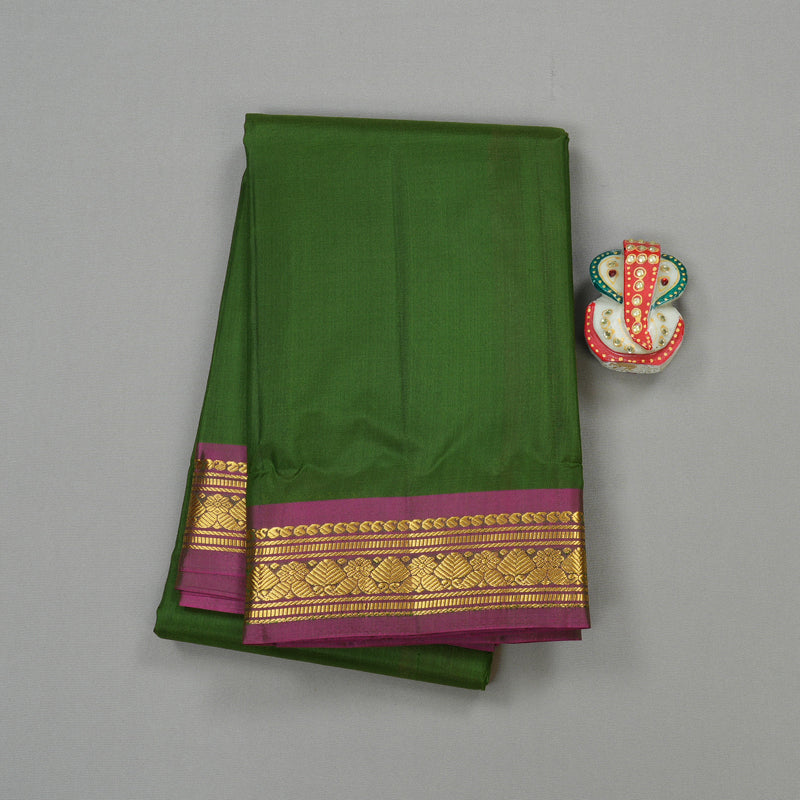 Hayagrivas Handloom Pure Kanjivaram Silk Saree in Striking Dark Leaf Green KBE264E1-18