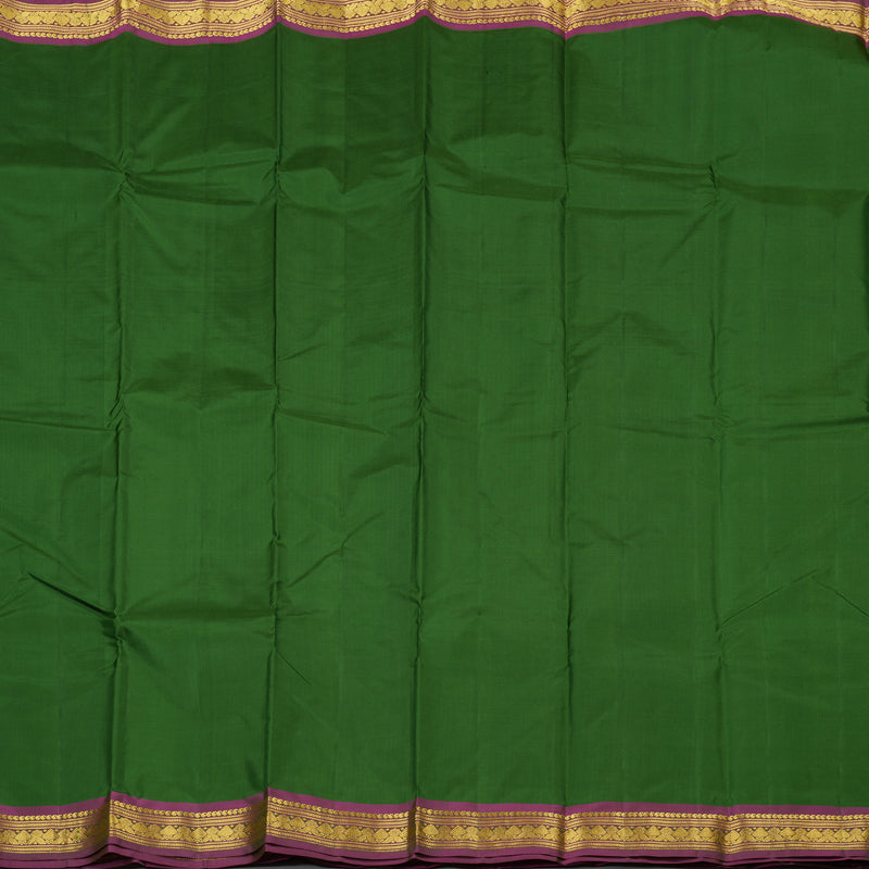 Hayagrivas Handloom Pure Kanjivaram Silk Saree in Striking Dark Leaf Green KBE264E1-18