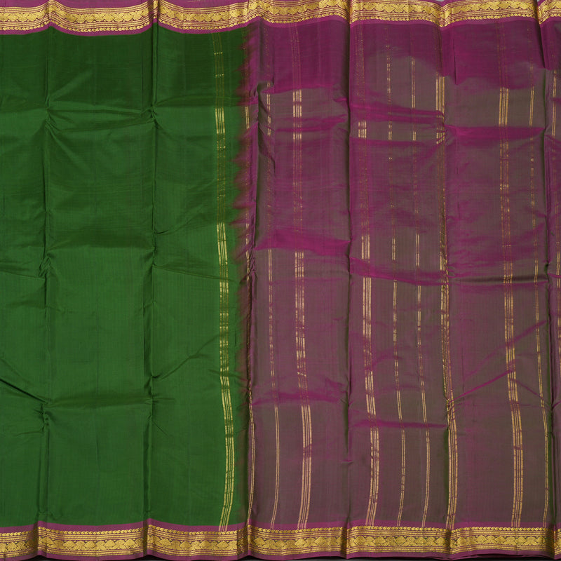 Hayagrivas Handloom Pure Kanjivaram Silk Saree in Striking Dark Leaf Green KBE264E1-18