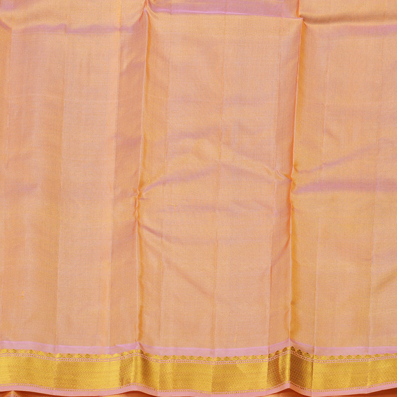 Hayagrivas Fluorescent Green Handloom Kanjivaram Silk Saree with Peach Pink Border KBE264E1-3