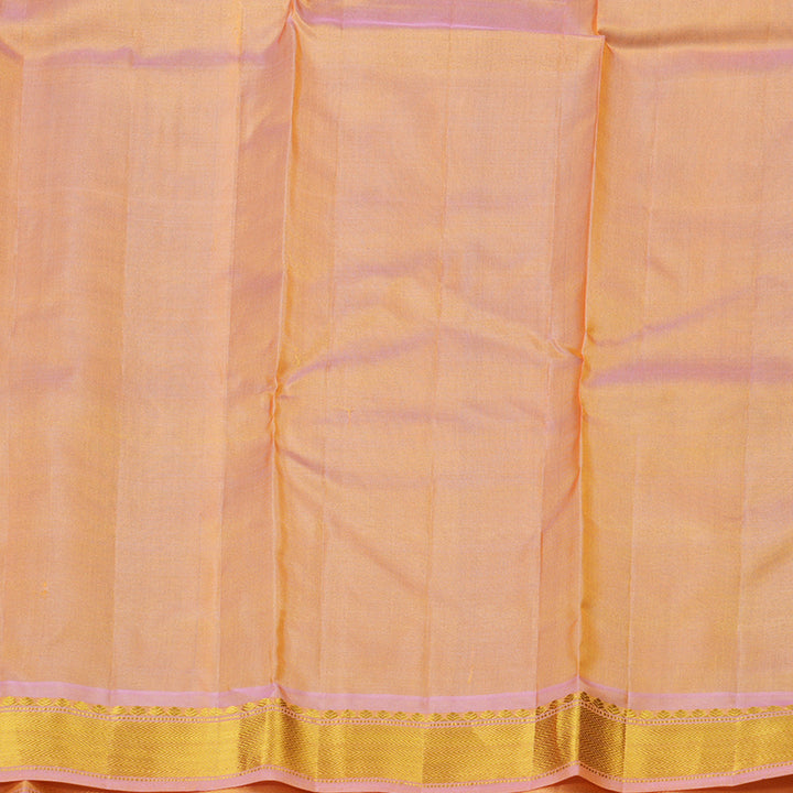 Hayagrivas Fluorescent Green Handloom Kanjivaram Silk Saree with Peach Pink Border KBE264E1-3