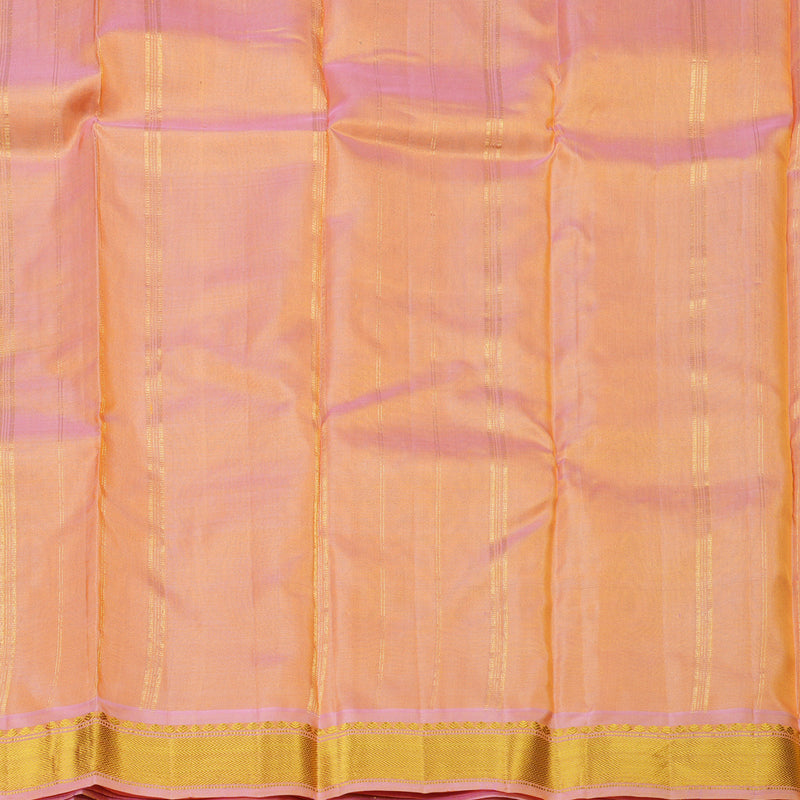 Hayagrivas Fluorescent Green Handloom Kanjivaram Silk Saree with Peach Pink Border KBE264E1-3