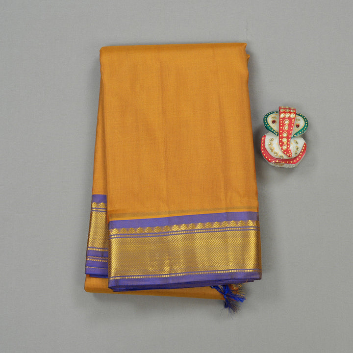 Hayagrivas Wheat Brown Handloom Kanjivaram Silk Saree with Blue Border KBE264E1-5