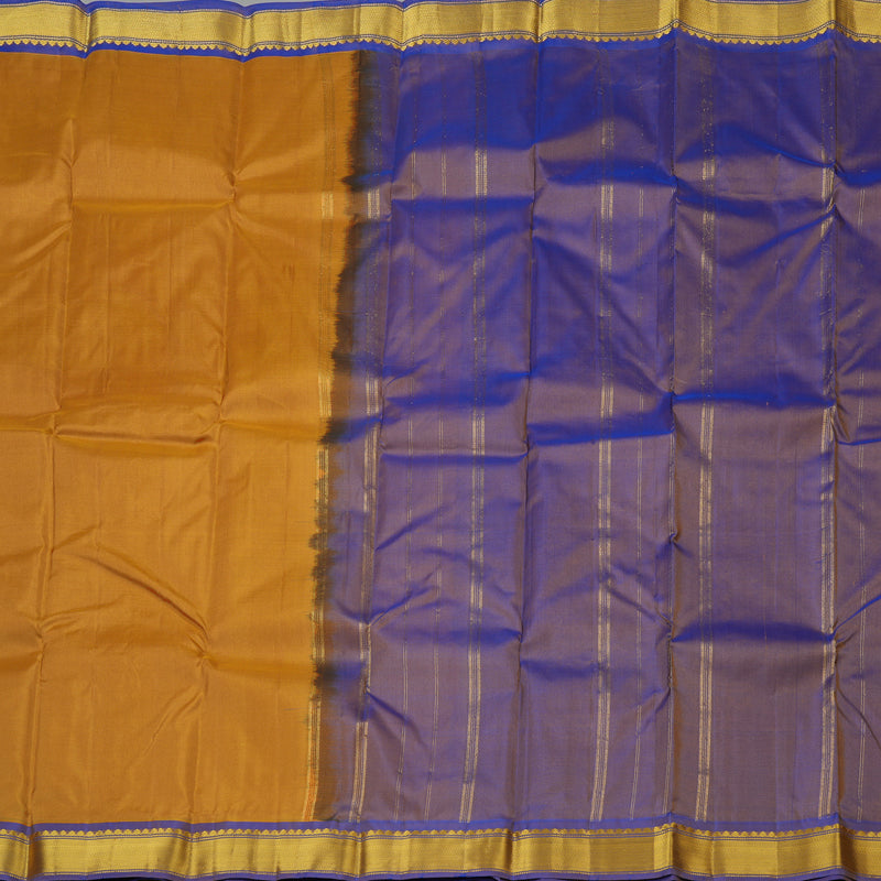 Hayagrivas Wheat Brown Handloom Kanjivaram Silk Saree with Blue Border KBE264E1-5