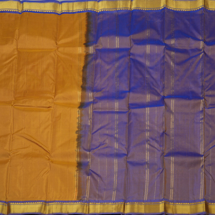 Hayagrivas Wheat Brown Handloom Kanjivaram Silk Saree with Blue Border KBE264E1-5