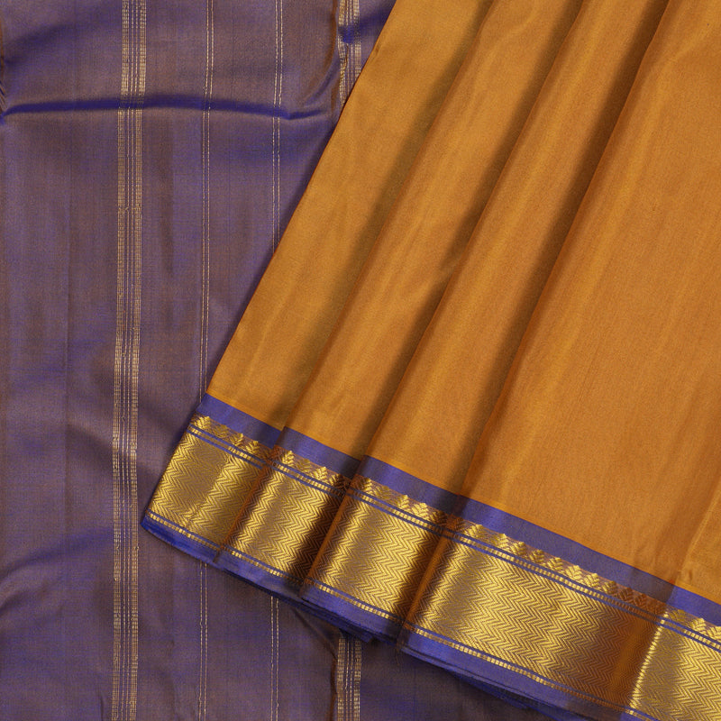 Hayagrivas Wheat Brown Handloom Kanjivaram Silk Saree with Blue Border KBE264E1-5