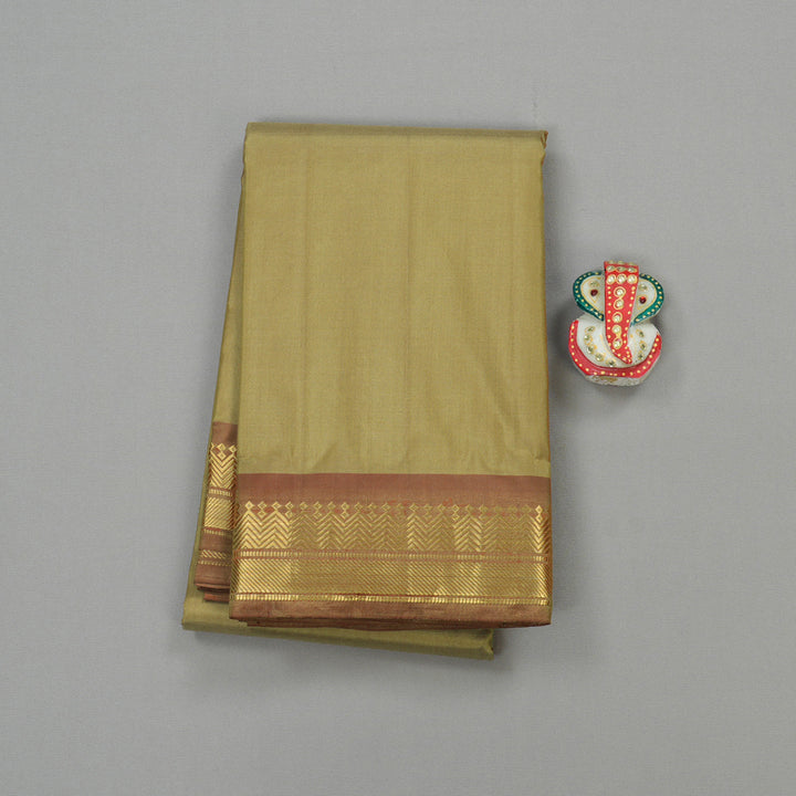 Hayagrivas Beige Handloom Kanjivaram Silk Saree with Maroon Border KBE264E1-8