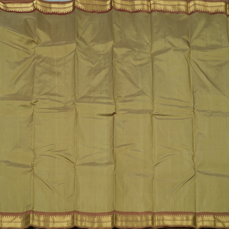 Hayagrivas Beige Handloom Kanjivaram Silk Saree with Maroon Border KBE264E1-8