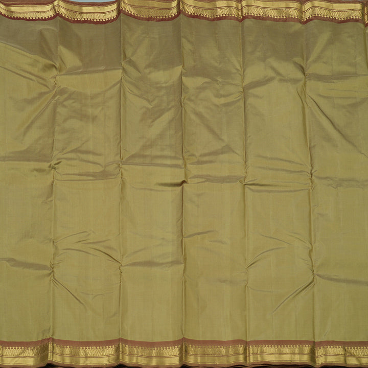 Hayagrivas Beige Handloom Kanjivaram Silk Saree with Maroon Border KBE264E1-8