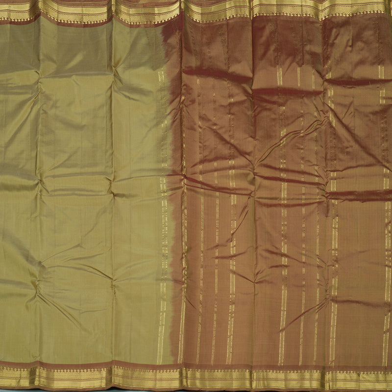 Hayagrivas Beige Handloom Kanjivaram Silk Saree with Maroon Border KBE264E1-8