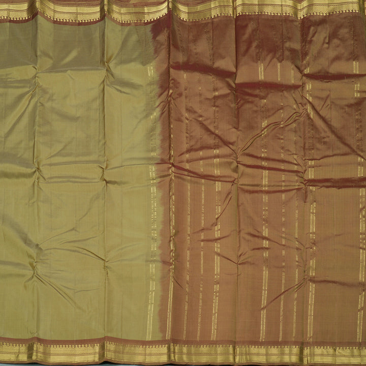 Hayagrivas Beige Handloom Kanjivaram Silk Saree with Maroon Border KBE264E1-8
