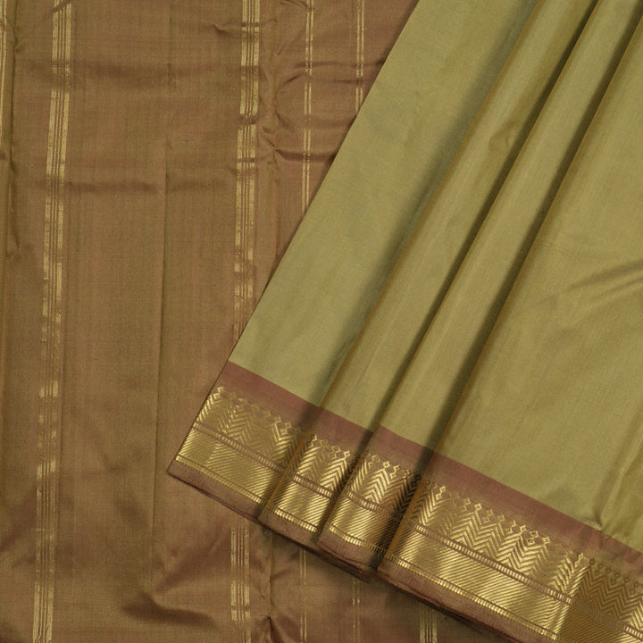 Hayagrivas Beige Handloom Kanjivaram Silk Saree with Maroon Border KBE264E1-8
