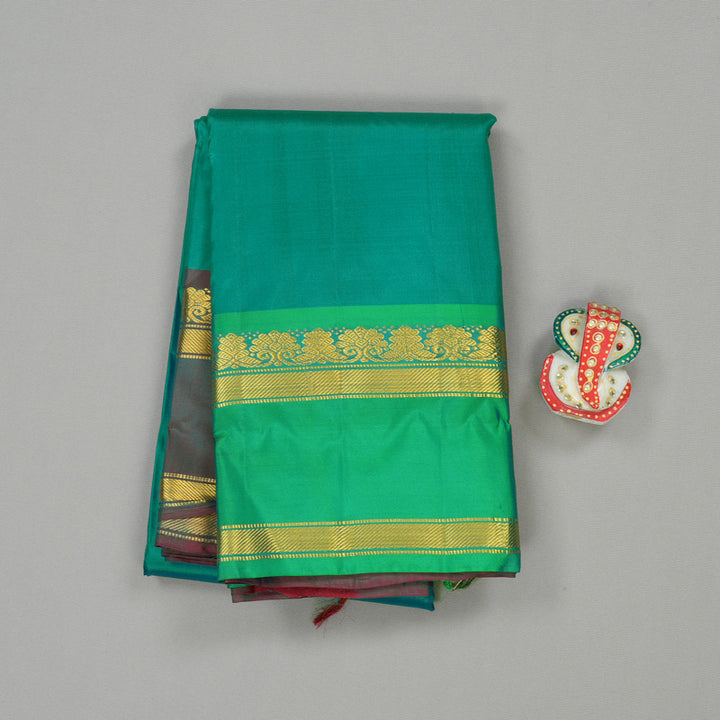 Hayagrivas Turquoise Green Handloom Kanjivaram Silk Saree with Ganga Jamuna (Green And Mandhalir) Border KBE264E2-11