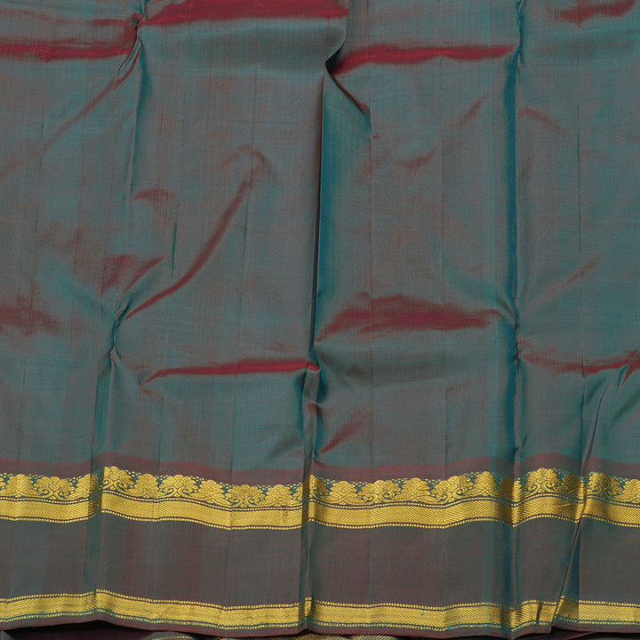 Hayagrivas Turquoise Green Handloom Kanjivaram Silk Saree with Ganga Jamuna (Green And Mandhalir) Border KBE264E2-11