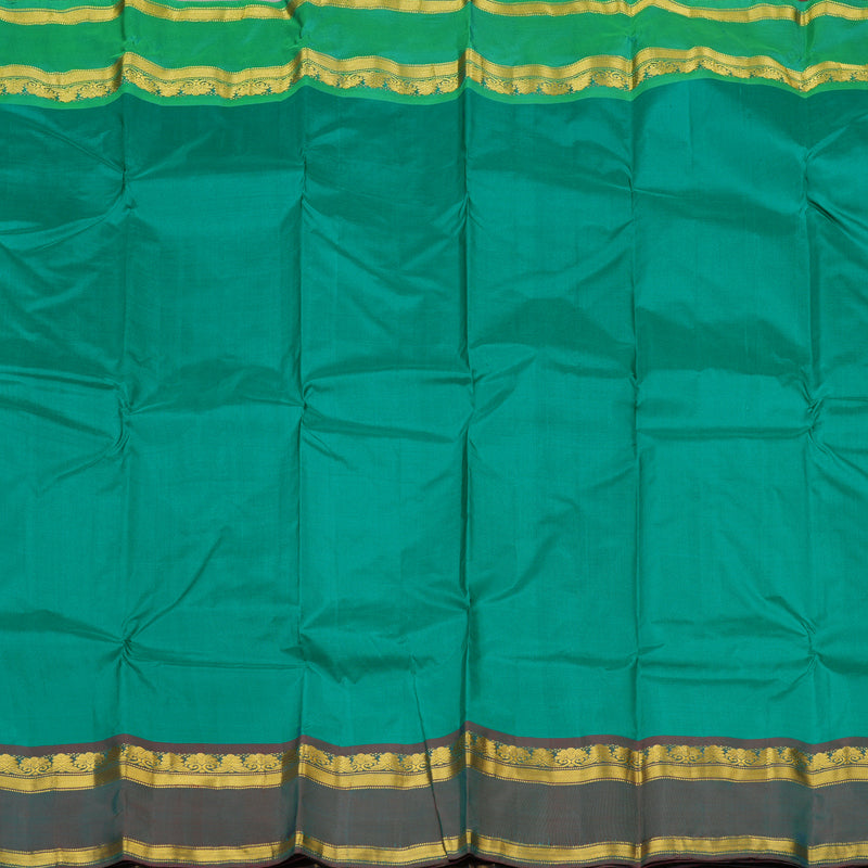 Hayagrivas Turquoise Green Handloom Kanjivaram Silk Saree with Ganga Jamuna (Green And Mandhalir) Border KBE264E2-11