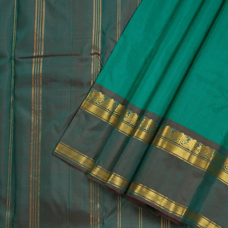 Hayagrivas Turquoise Green Handloom Kanjivaram Silk Saree with Ganga Jamuna (Green And Mandhalir) Border KBE264E2-11