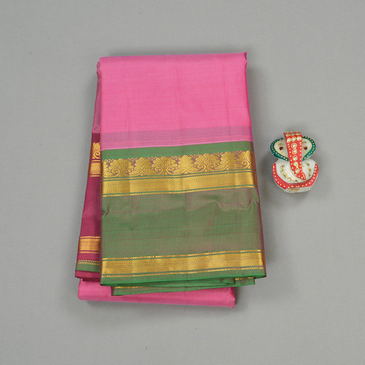 Hayagrivas Baby Pink Handloom Kanjivaram Silk Saree with Ganga Jamuna (Purple And Mandhalir) Border KBE264E2-13