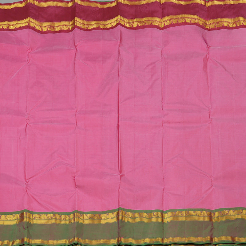 Hayagrivas Baby Pink Handloom Kanjivaram Silk Saree with Ganga Jamuna (Purple And Mandhalir) Border KBE264E2-13