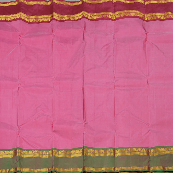 Hayagrivas Baby Pink Handloom Kanjivaram Silk Saree with Ganga Jamuna (Purple And Mandhalir) Border KBE264E2-13
