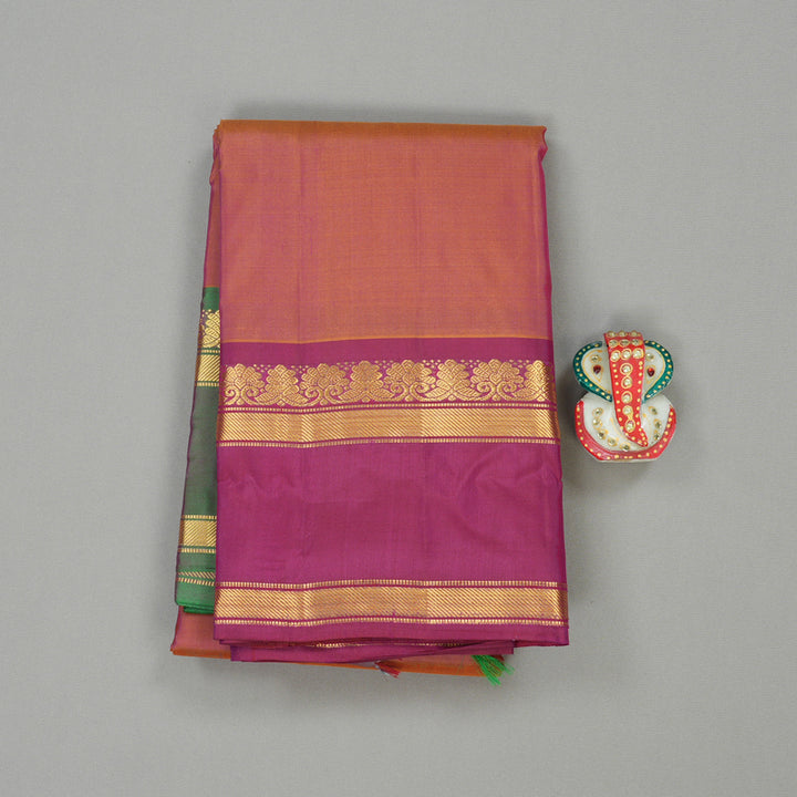 Hayagrivas Handloom Kanjivaram silk saree in Classic Dual tone Ganga jamuna border  KBE264E2-15