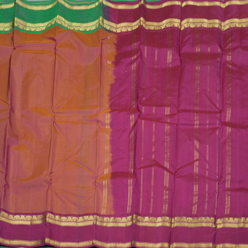 Hayagrivas Handloom Kanjivaram silk saree in Classic Dual tone Ganga jamuna border  KBE264E2-15