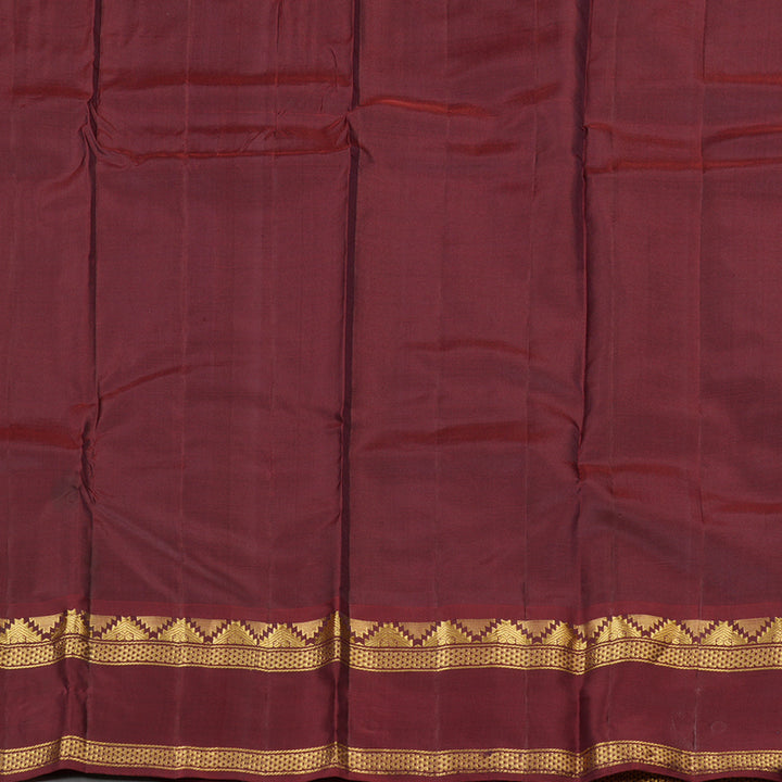 Hayagrivas Mandhalir Handloom Kanjivaram Silk Saree with Ganga Jamuna (Green And Wine Maroon) Border KBE264E2-2
