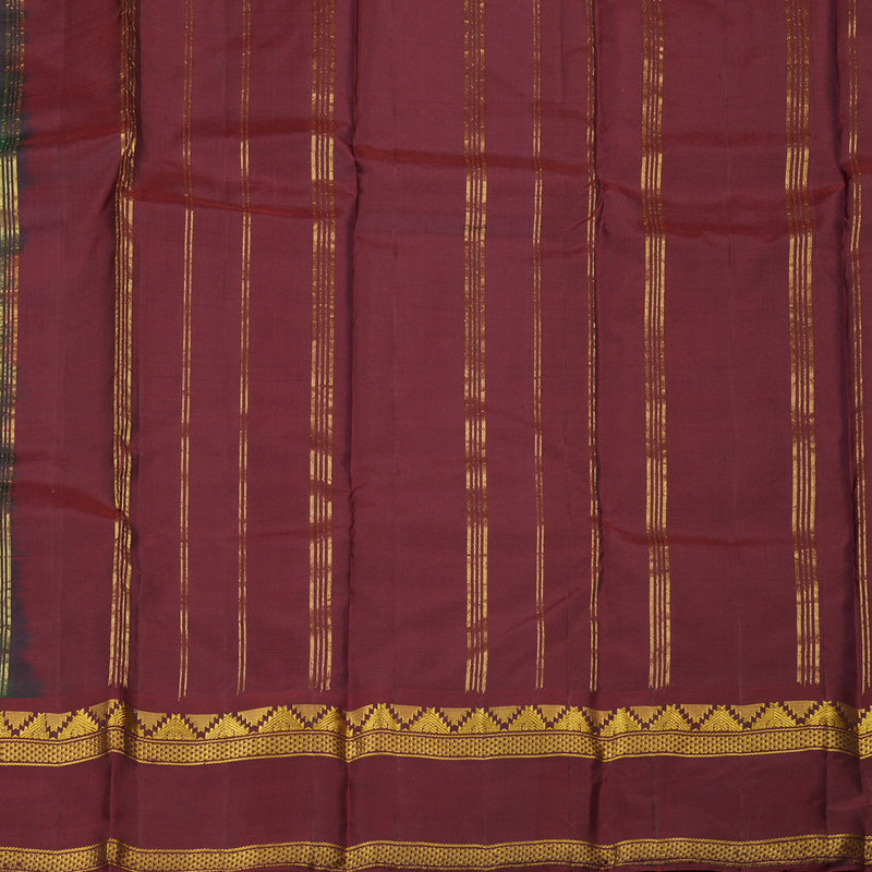 Hayagrivas Mandhalir Handloom Kanjivaram Silk Saree with Ganga Jamuna (Green And Wine Maroon) Border KBE264E2-2