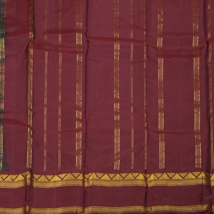 Hayagrivas Mandhalir Handloom Kanjivaram Silk Saree with Ganga Jamuna (Green And Wine Maroon) Border KBE264E2-2