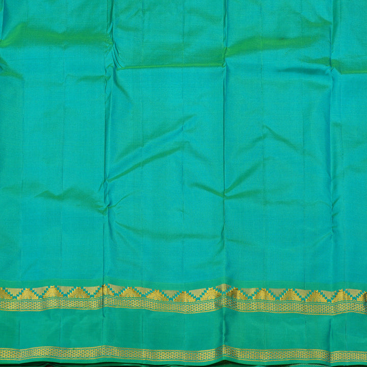 Hayagrivas  Blue Handloom Kanjivaram Silk Saree with Ganga Jamuna (Sea Green And Maroon) Border KBE264E2-4