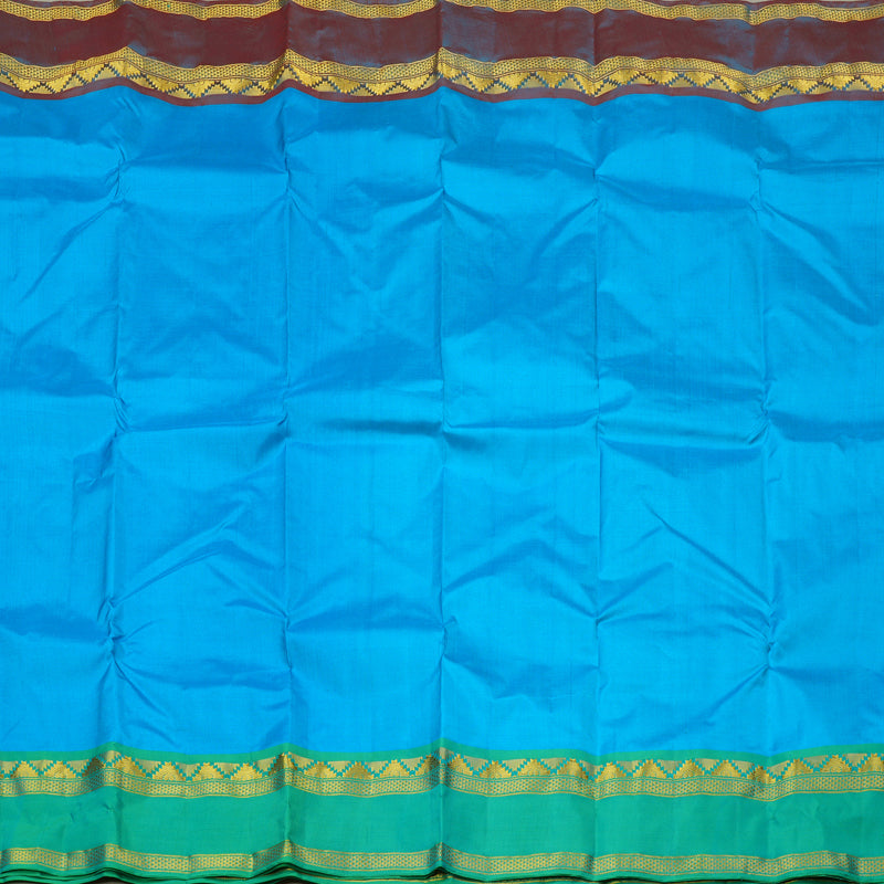 Hayagrivas  Blue Handloom Kanjivaram Silk Saree with Ganga Jamuna (Sea Green And Maroon) Border KBE264E2-4