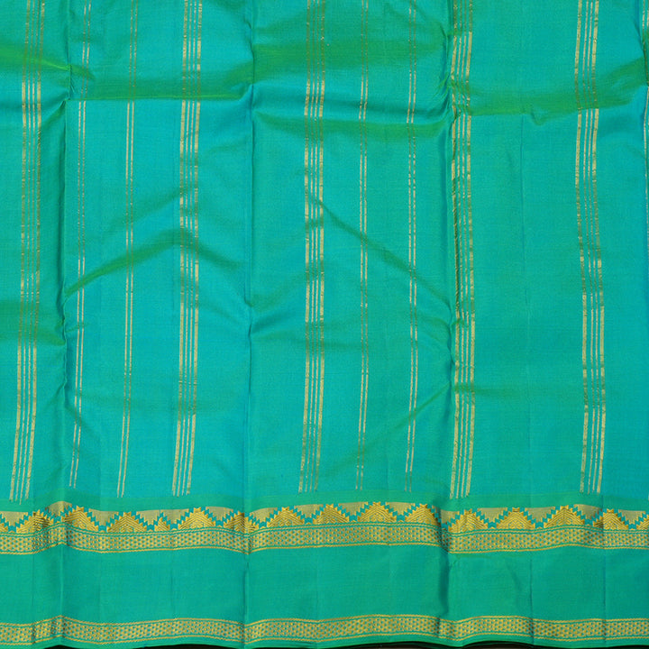 Hayagrivas  Blue Handloom Kanjivaram Silk Saree with Ganga Jamuna (Sea Green And Maroon) Border KBE264E2-4