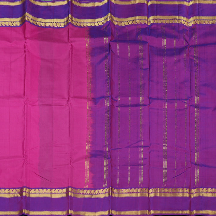 Hayagrivas Pink Handloom Kanjivaram Silk Saree with Purple Border KBE264E2-5