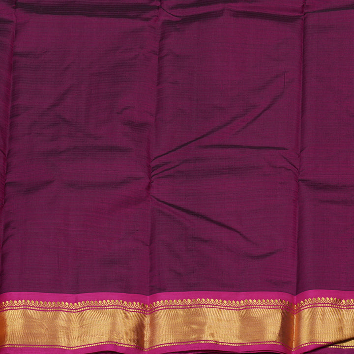 Hayagrivas Dark Brown Handloom Kanjivaram Silk Saree with Purple Border KBE265E1-10