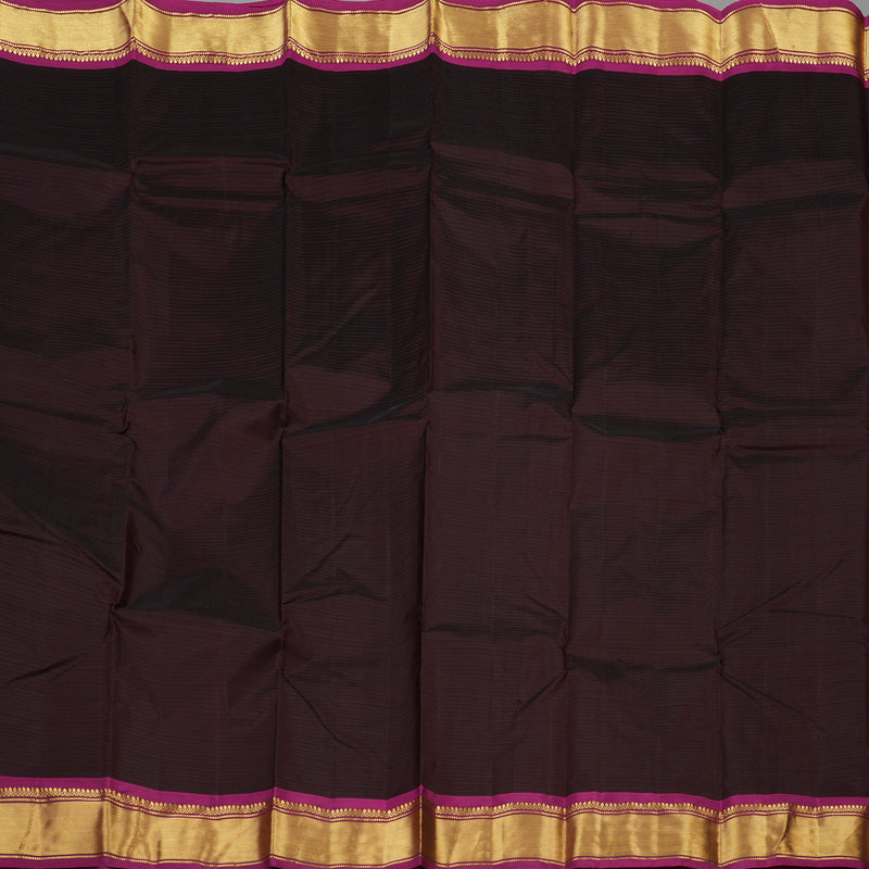 Hayagrivas Dark Brown Handloom Kanjivaram Silk Saree with Purple Border KBE265E1-10