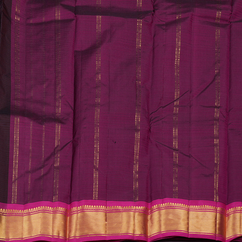 Hayagrivas Dark Brown Handloom Kanjivaram Silk Saree with Purple Border KBE265E1-10