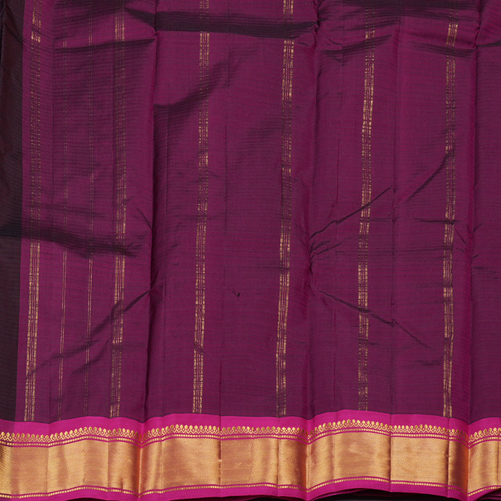 Hayagrivas Dark Brown Handloom Kanjivaram Silk Saree with Purple Border KBE265E1-10