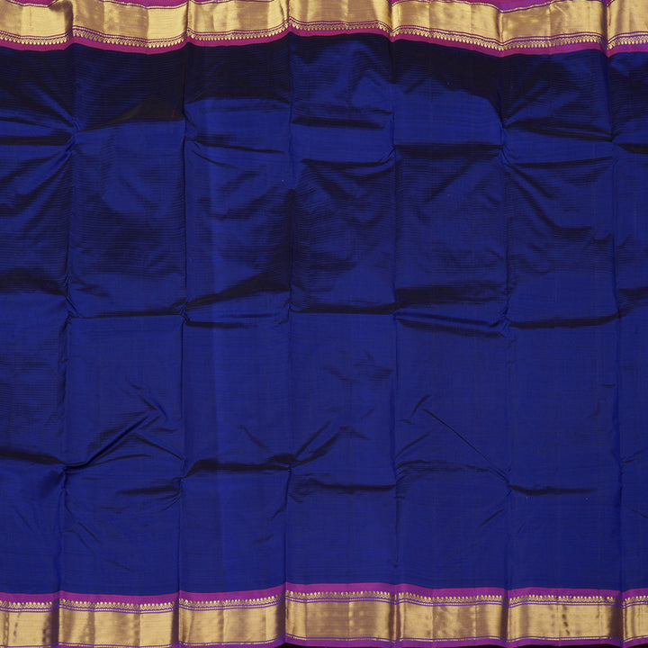 Hayagrivas Blue Handloom Kanjivaram Silk Saree with Purple Border KBE265E1-2
