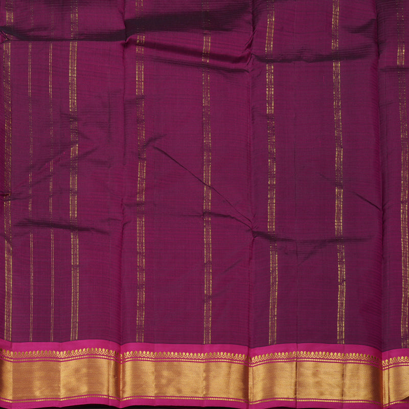Hayagrivas Blue Handloom Kanjivaram Silk Saree with Purple Border KBE265E1-2