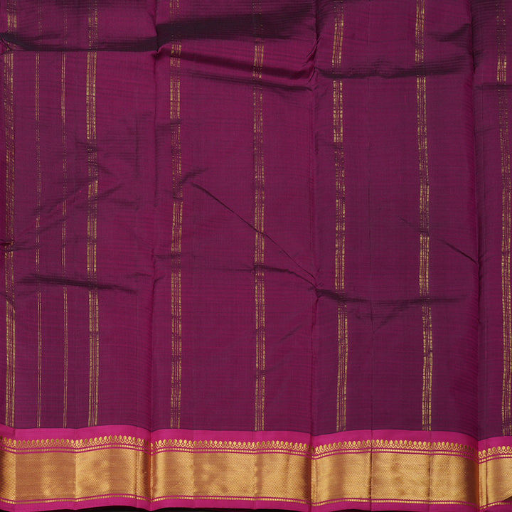 Hayagrivas Blue Handloom Kanjivaram Silk Saree with Purple Border KBE265E1-2