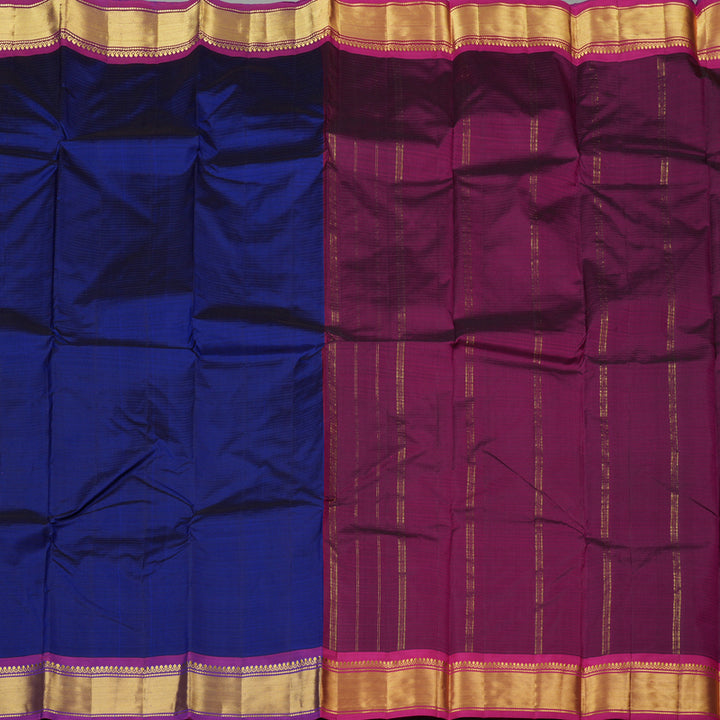 Hayagrivas Blue Handloom Kanjivaram Silk Saree with Purple Border KBE265E1-2
