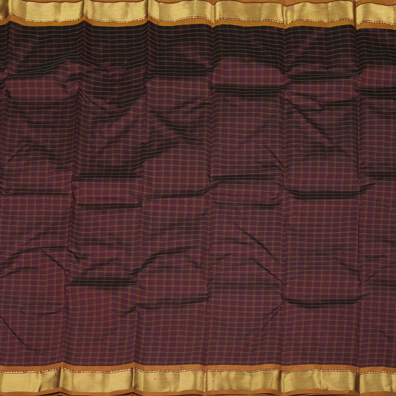 Hayagrivas Dark Brown Handloom Kanjivaram Silk Saree with Honey Mustard Border KBE265E1-21