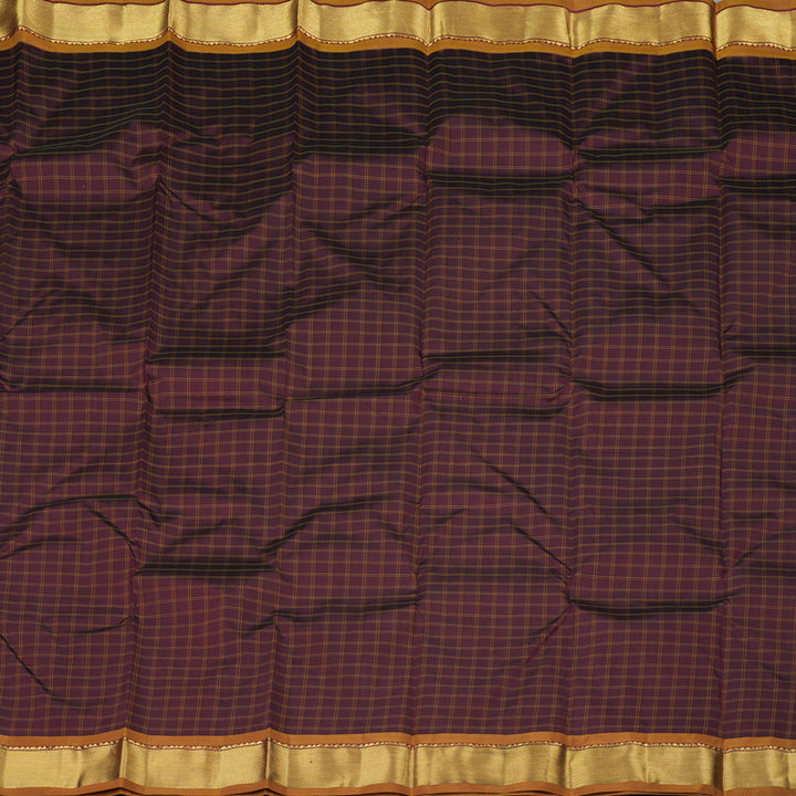 Hayagrivas Dark Brown Handloom Kanjivaram Silk Saree with Honey Mustard Border KBE265E1-21