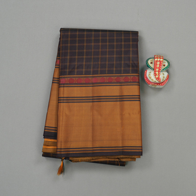 Hayagrivas Handloom Pure Kanjivaram Silk Saree in Dark Brown KBE265E1-3
