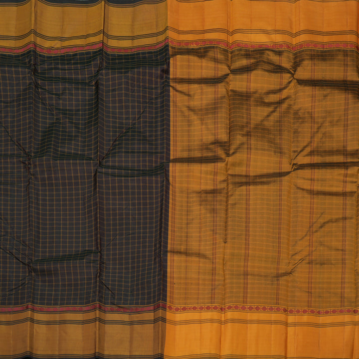 Hayagrivas Handloom Pure Kanjivaram Silk Saree in Dark Brown KBE265E1-3