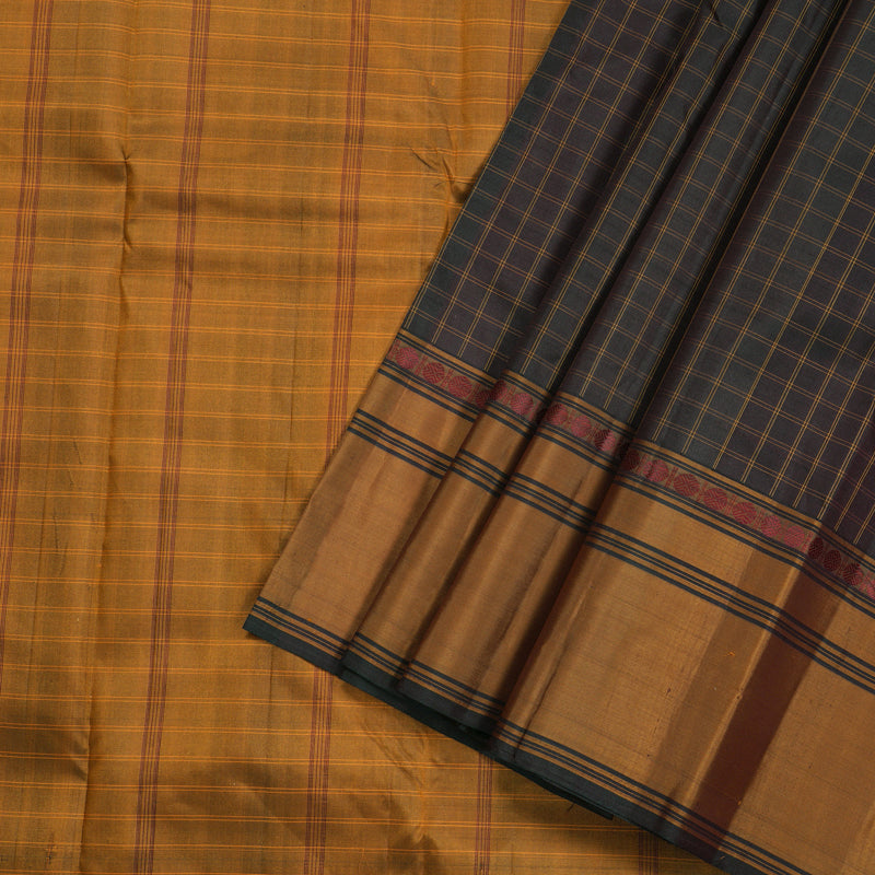 Hayagrivas Handloom Pure Kanjivaram Silk Saree in Dark Brown KBE265E1-3