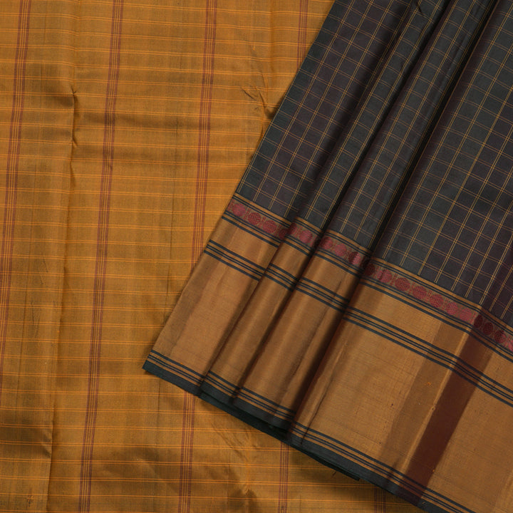 Hayagrivas Handloom Pure Kanjivaram Silk Saree in Dark Brown KBE265E1-3