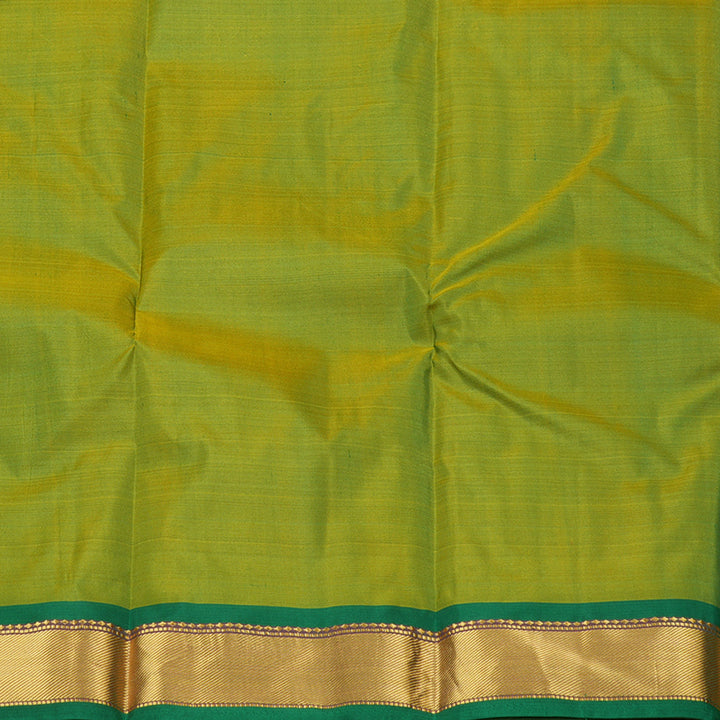 Hayagrivas Yellow Handloom Kanjivaram Silk Saree with Green Border KBE265E1-33