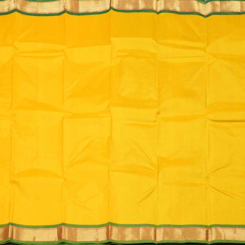 Hayagrivas Yellow Handloom Kanjivaram Silk Saree with Green Border KBE265E1-33