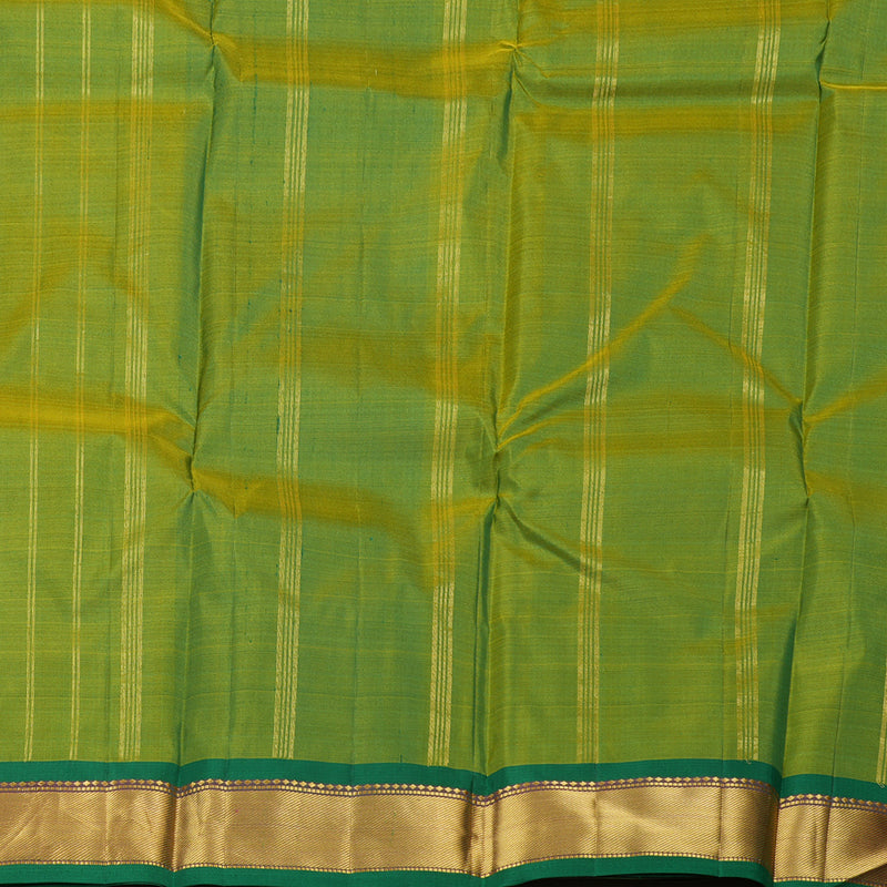 Hayagrivas Yellow Handloom Kanjivaram Silk Saree with Green Border KBE265E1-33